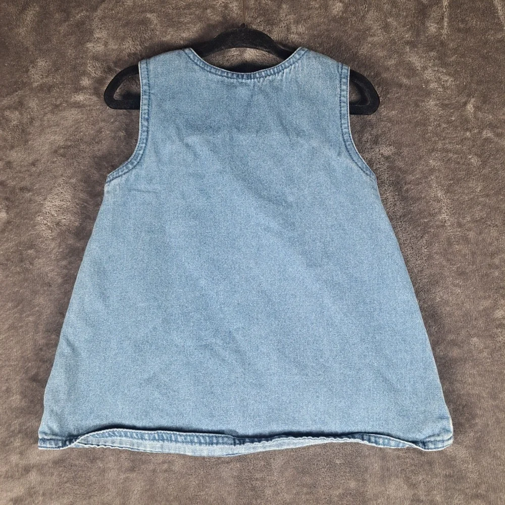 VTG Miniwear Baby Girls 12M‎ Blue Denim Floral Embroidered Jumper Cottagecore